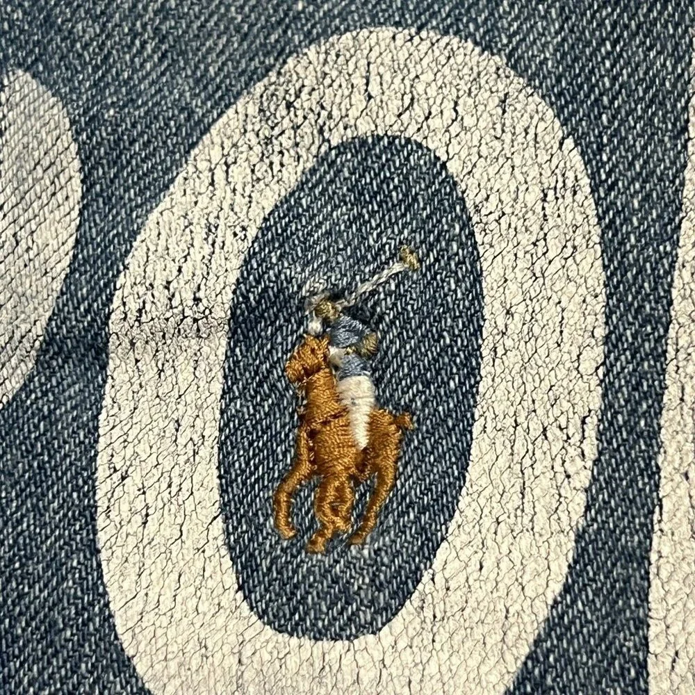 Polo Ralph Lauren‎ Denim Crop Jacket Girls 6X/6 Spellout Small Pony Trucker